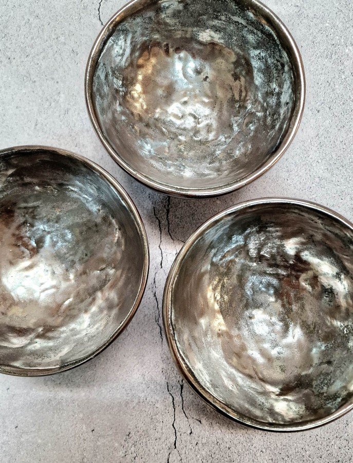 Silver ceramic container