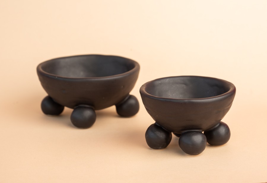 Black matt ceramic container 