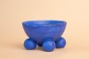Blue ceramic container with black dots